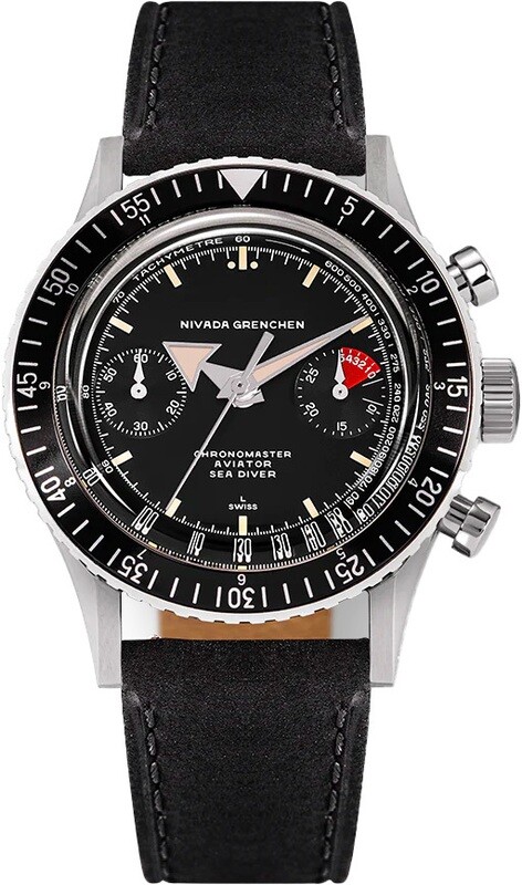 Nivada Grenchen 86001A03 Broad Arrow Automatic on Black Leather