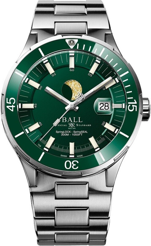 Ball DM3130B-S13J-GR Roadmaster Challenger Moonphase 40mm Green Dial on Bracelet