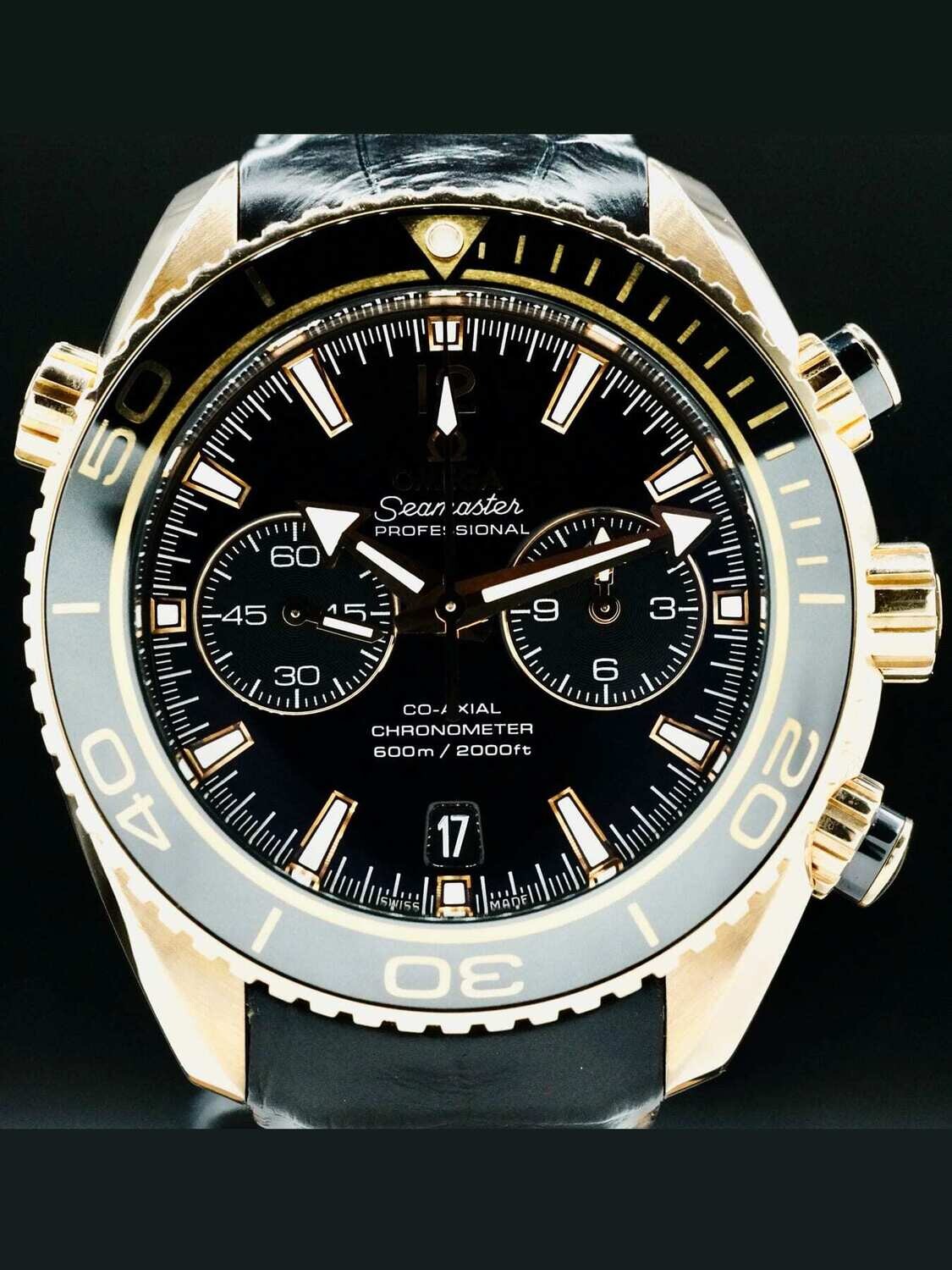 Omega Planet Ocean 600M Co Axial Master Chronometer Chronograph 45.5mm Sedna Gold 215.63.46.51.01.001 Exquisite Timepieces