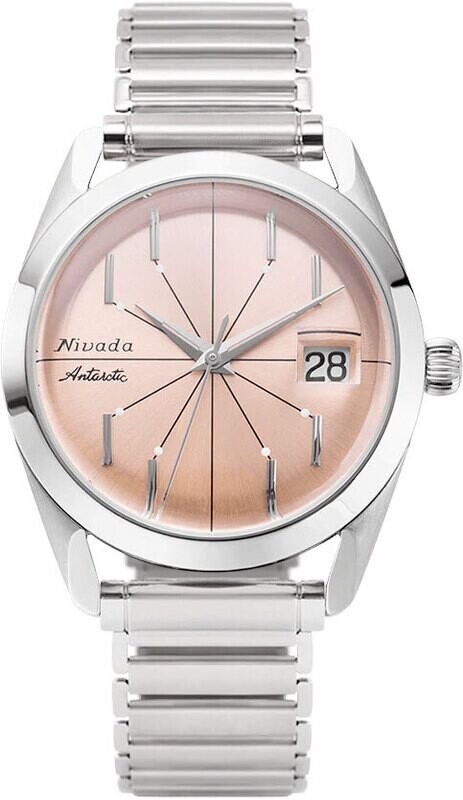 Nivada Grenchen 32042A11 Antartic Spider Salmon Dial Silver Bezel