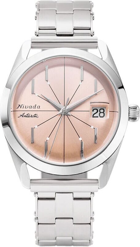 Nivada Grenchen 32042A13 Antartic Spider Salmon Dial Silver Bezel