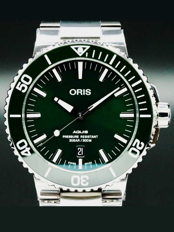 Oris Aquis Date Green Dial on Bracelet 01 733 7730 4157-07 8 24 05PEB