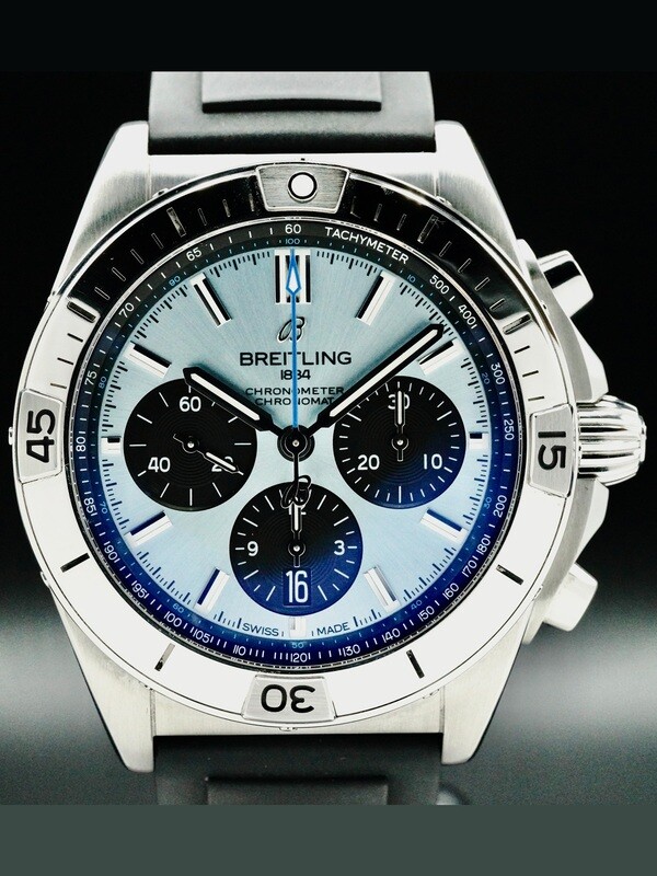 Breitling PB0134101C1S1 Chronomat B01 Ice Blue Dial Platinum Bezel Chronograph 42mm