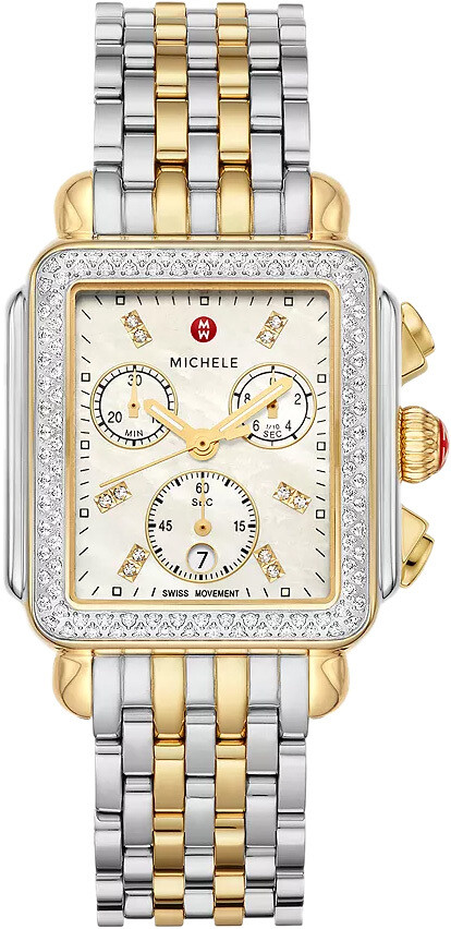 Michele Deco Two-Tone 18k Gold Diamond Watch MWW06A000776  display picture 2