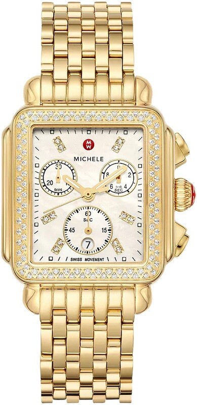 Michele Deco 18k Gold Diamond Watch MWW06A000777