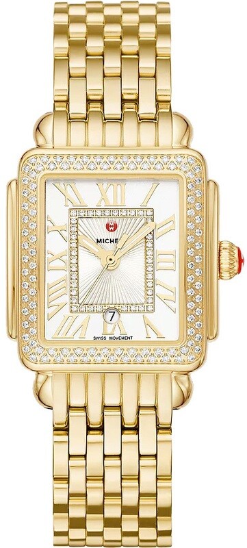 Michele Deco Madison Mid 18K Gold Diamond Watch MWW06G000003