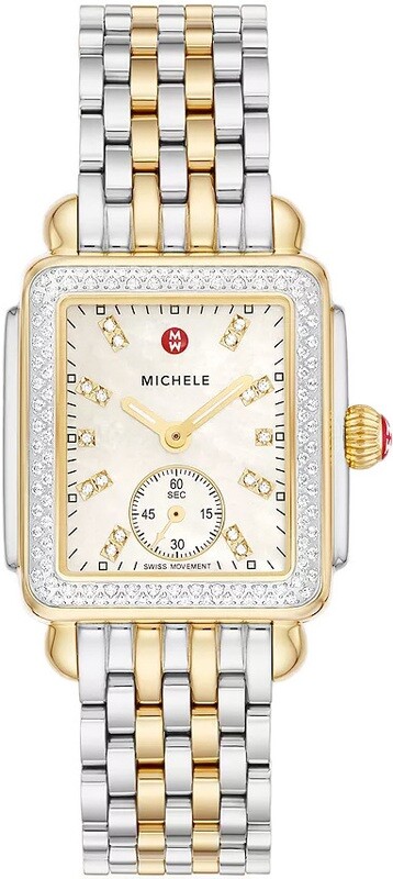 Michele Deco Mid Two-Tone 18K Gold Diamond Watch MWW06V000123