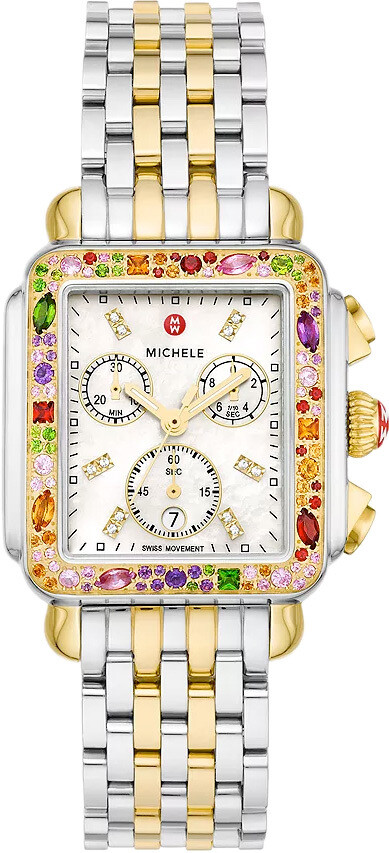 Michele Deco Soirée Two-Tone 18K Gold-Plated Diamond Watch 
