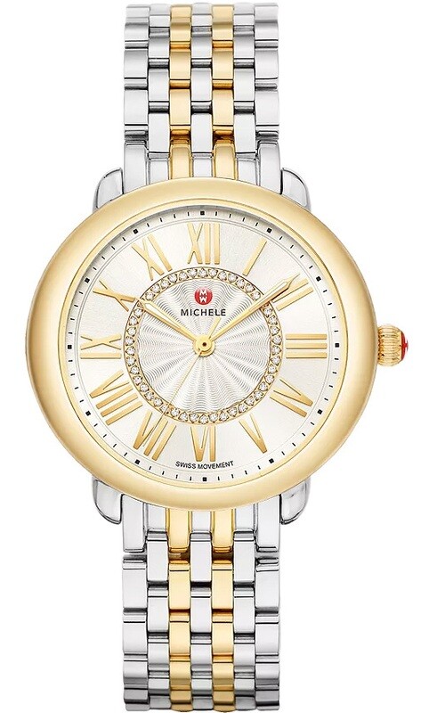 Michele Serein Mid Two-Tone 18K Gold Diamond Dial Watch MWW21B000148