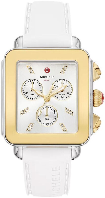 Michele Deco Sport Gold-Tone White Silicone Watch MWW06K000060