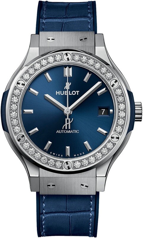 Hublot 565.NX.7070.LR.1204 Classic Fusion Titanium Blue Diamonds