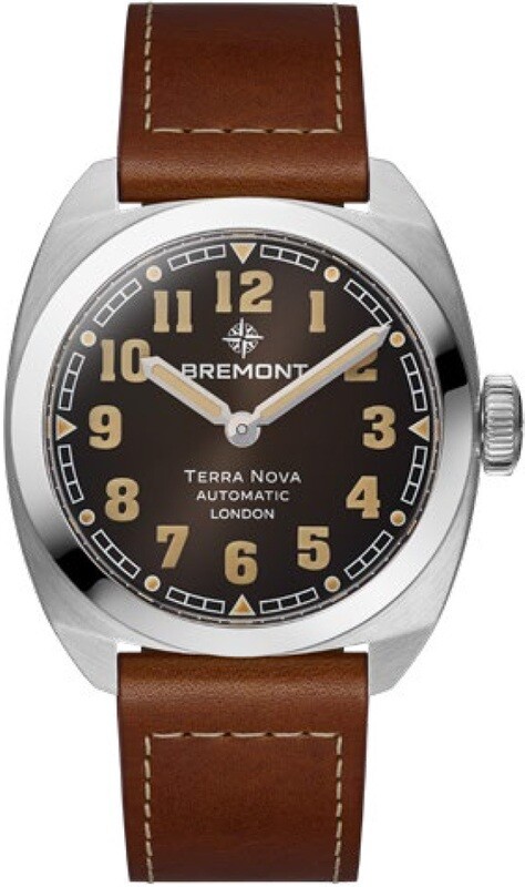 Bremont TN38-ND-SS-BK-L-S Terra Nova Black Dial on Leather Strap