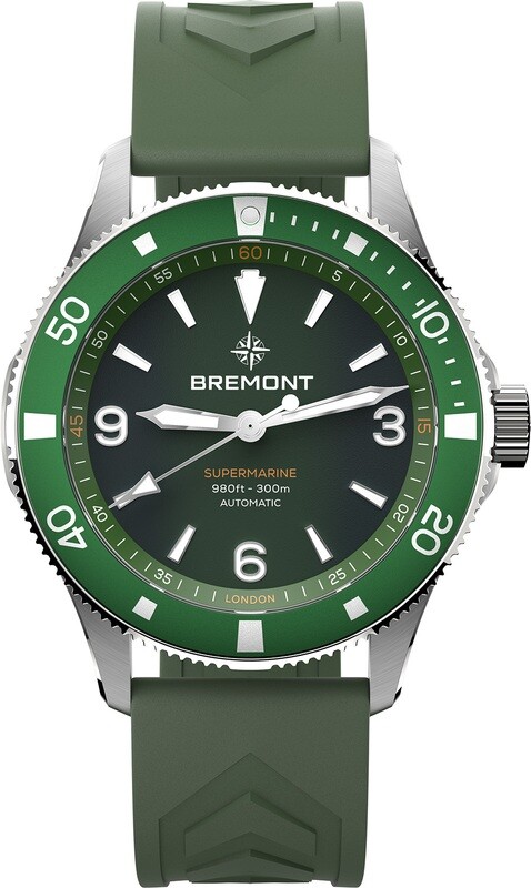 Bremont SM40-ND-SS-GN-R-S Supermarine 300M Green Dial on Rubber Strap