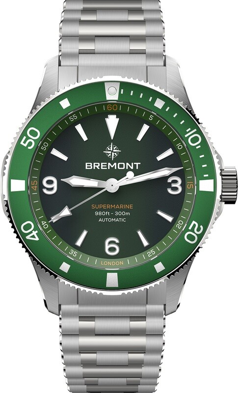 Bremont SM40-ND-SS-GN-B Supermarine 300M Green Dial on Bracelet