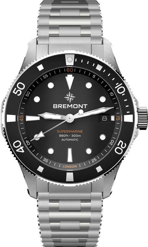 Bremont SM40-DT-SS-BK-B Supermarine 300M Date Black Dial on Bracelet