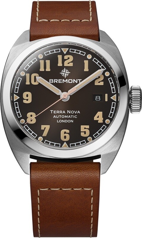 Bremont TN40-DT-SS-BK-L-S Terra Nova 40.5 Date Black Dial on Leather Strap