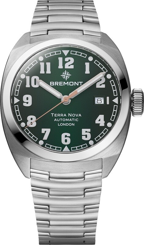 Bremont TN40-DT-SS-GN-B Terra Nova 40.5 Date Green Dial on Bracelet