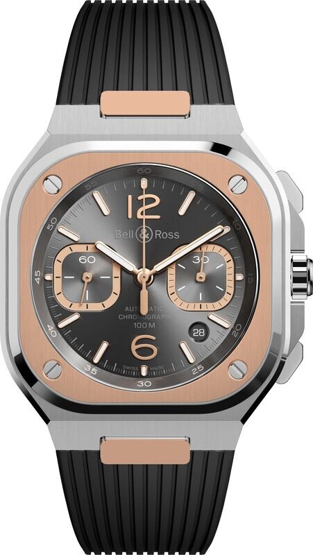 Bell & Ross BR 05 Chrono Grey Steel and Gold on Strap