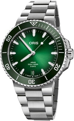 Oris Aquis Date Calibre 400 Bi-Color Green Dial on Bracelet