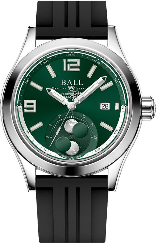 Ball Engineer II Moon Phase Chronometer 43mm Green Dial on Strap