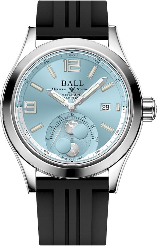 Ball Engineer II Moon Phase Chronometer 43mm Ice Blue Dial on Strap