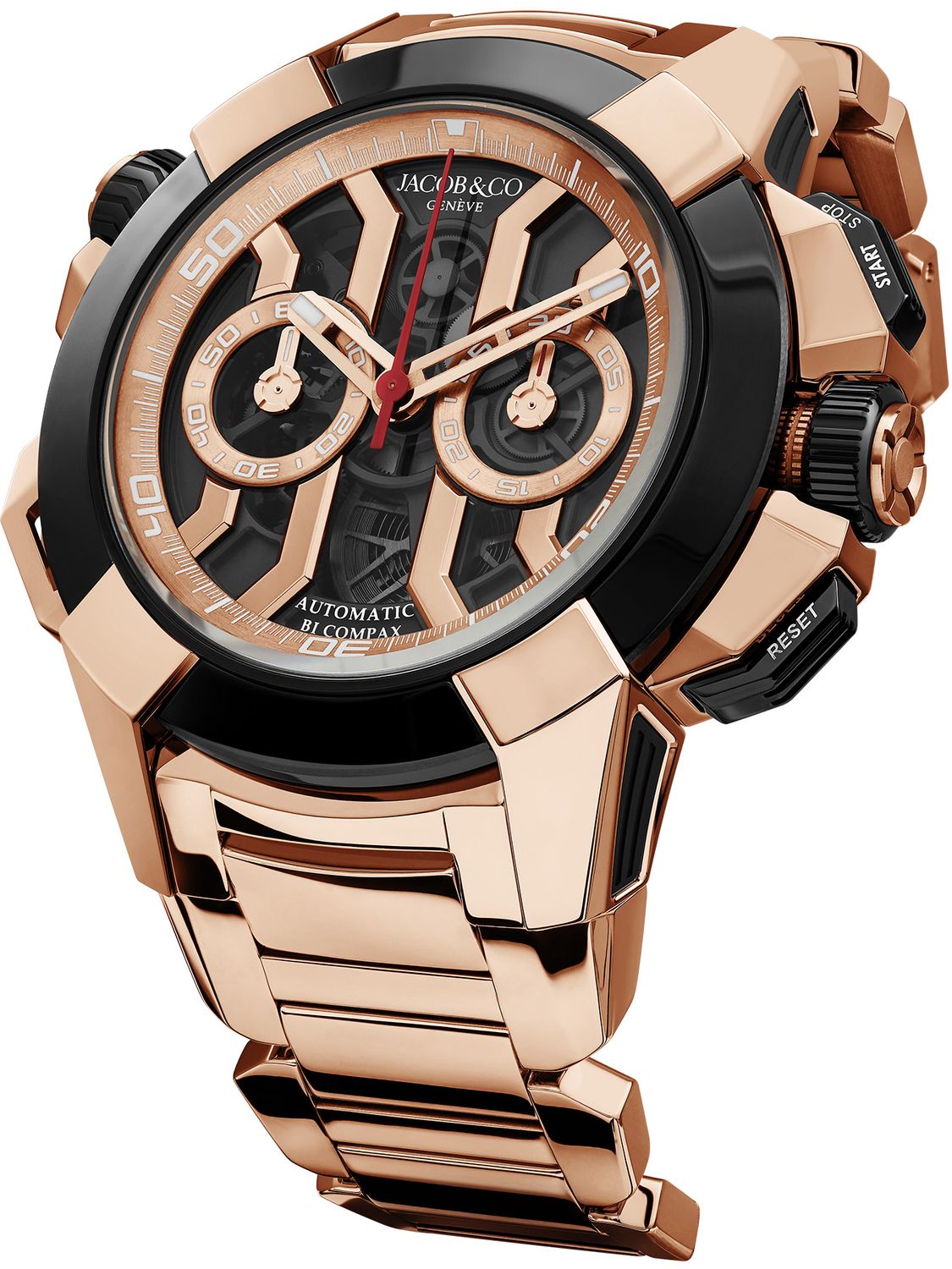 Jacob & Co. Epic X Chrono 47mm Rose Gold Black on Bracelet