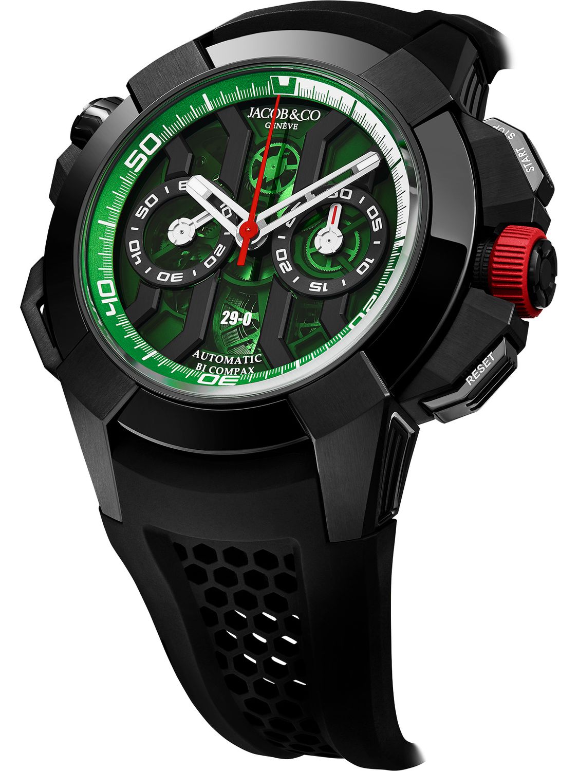Jacob & Co. Epic X Chrono Khabib in Black Titanium Green on Strap