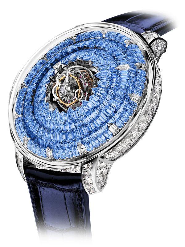 Jacob & Co. The Mystery Tourbillon White Gold Full Icy Blue Sapphires on Strap