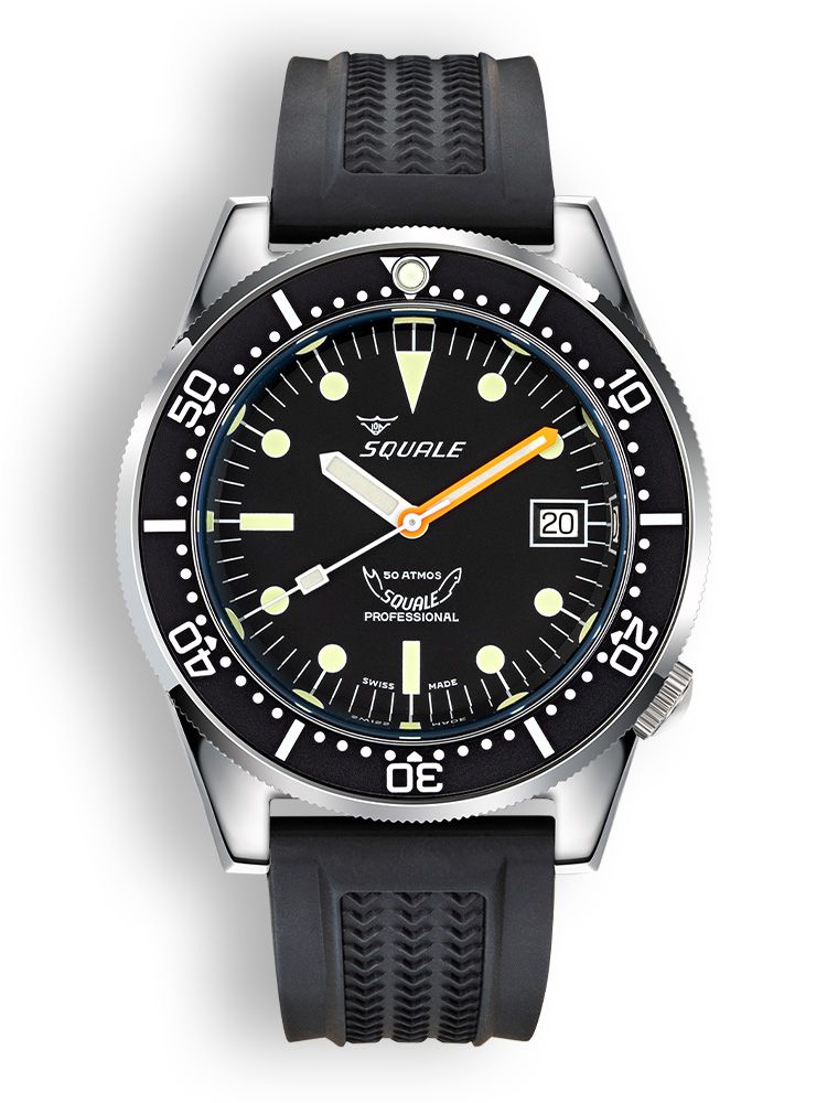 Squale 1521 Classic Steel Black on Strap 1521CL.VO - Exquisite