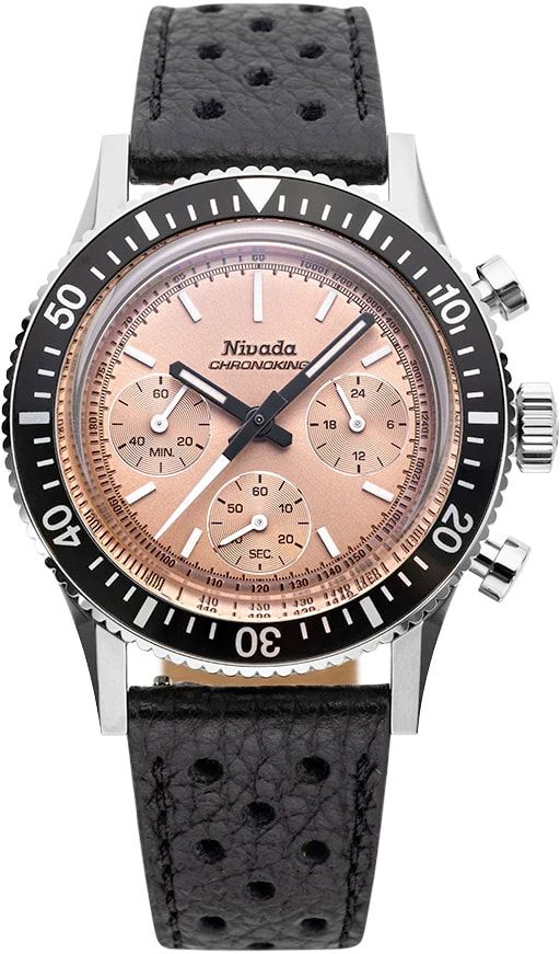 Nivada Grenchen 87043Q10 Chronoking Salmon Dial on Strap