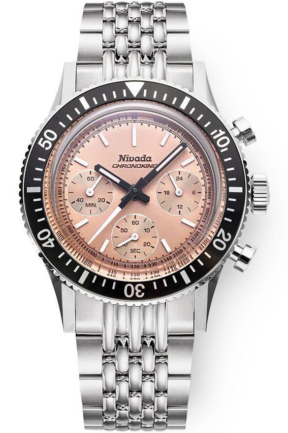 Nivada Grenchen 87043Q04 Chronoking Salmon Dial on Bracelet