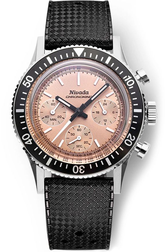 Nivada Grenchen 87043Q01 Chronoking Salmon Dial on Strap