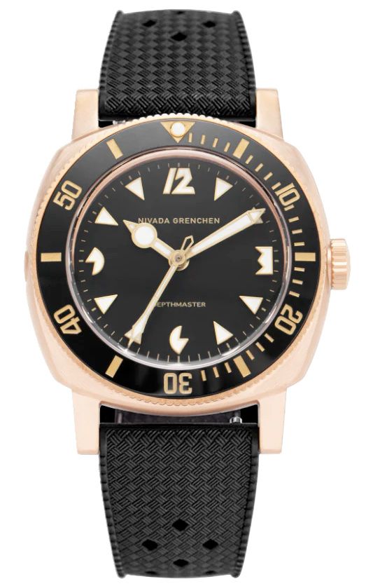 Nivada Grenchen 14123A01 Depthmaster Pacman Bronze on Rubber Strap
