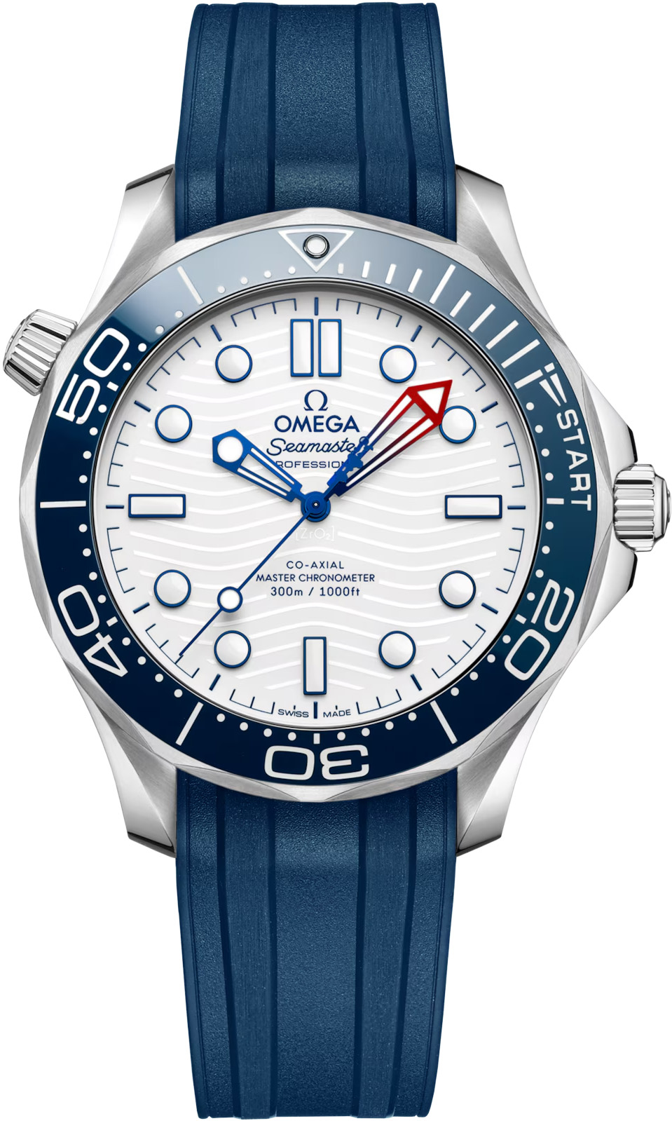 Omega Seamaster Diver 300M America s Cup Automatic White Dial Blue Rubber Strap Men s Watch 210.32.42.20.04.002 White