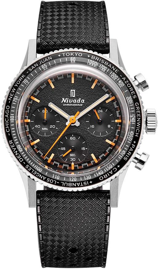 Nivada Grenchen 87042Q01 Chronoking Mecaquartz - Inter.Bezel on Strap -  Exquisite Timepieces