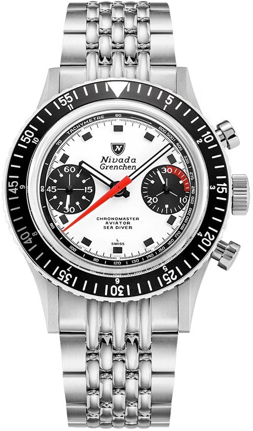 Nivada Grenchen 86054M04LC Chronomaster - Inter.Bezel White on