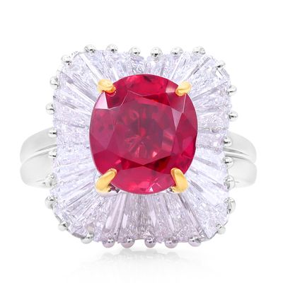 Oscar Heyman 5.42ct Unheated Burma Ruby Ballerina Ring 30556