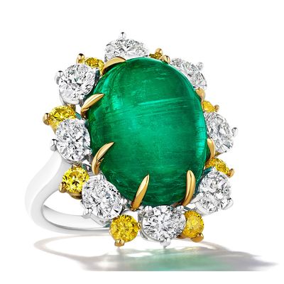 Oscar Heyman 15.20ct Intense Green Colombian Emerald Ring 303222