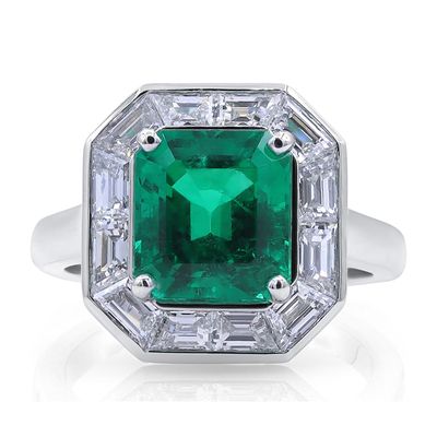 Oscar Heyman 3.25ct Muzo Green Emerald Frame Ring 303392