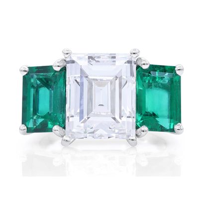Oscar Heyman 6.21ct F/VS2 Diamonds & Emerald Ring 303597