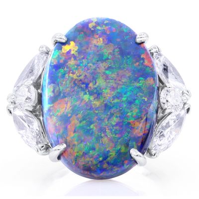 Oscar Heyman 10.20ct Black Opal Ring 303641