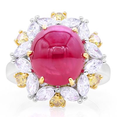 Oscar Heyman 8.80ct Intense Red Cabochon Ruby Ring 303644