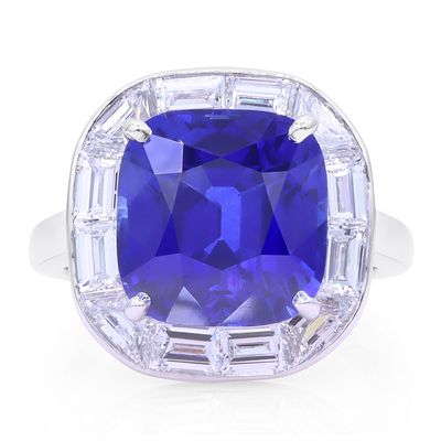 Oscar Heyman 9.31ct Royal Blue Sapphire Frame Ring 303666