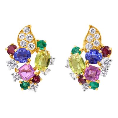 Oscar Heyman Multi-Color Gemstone Earrings 707102