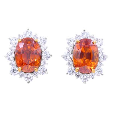 Oscar Heyman Vivid Orange Sapphire Earrings 707141