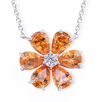 Oscar Heyman Spessartite Garnet Flower Pendant 903207
