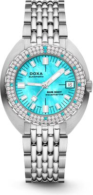 DOXA SUB 200T Diamonds 804.10D.241.10 Aquamarine on Bracelet