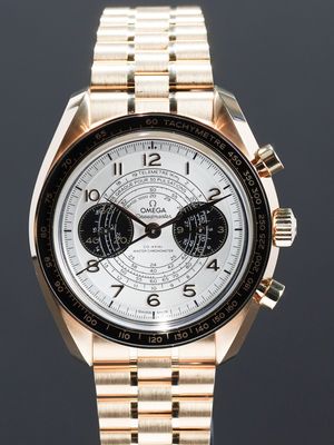 Omega 522.60.43.51.02.001 Speedmaster Chronoscope Moonshine Gold Paris 2024 On Bracelet
