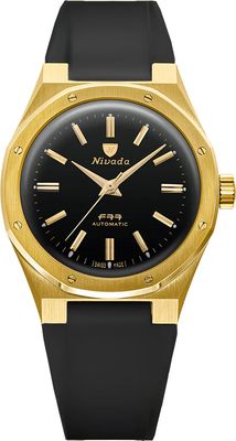 Nivada Grenchen 68028A77-BR Mark II Gold On Rubber Strap