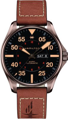 Hamilton H64705531 Khaki Aviation Pilot Day Date Auto 46mm